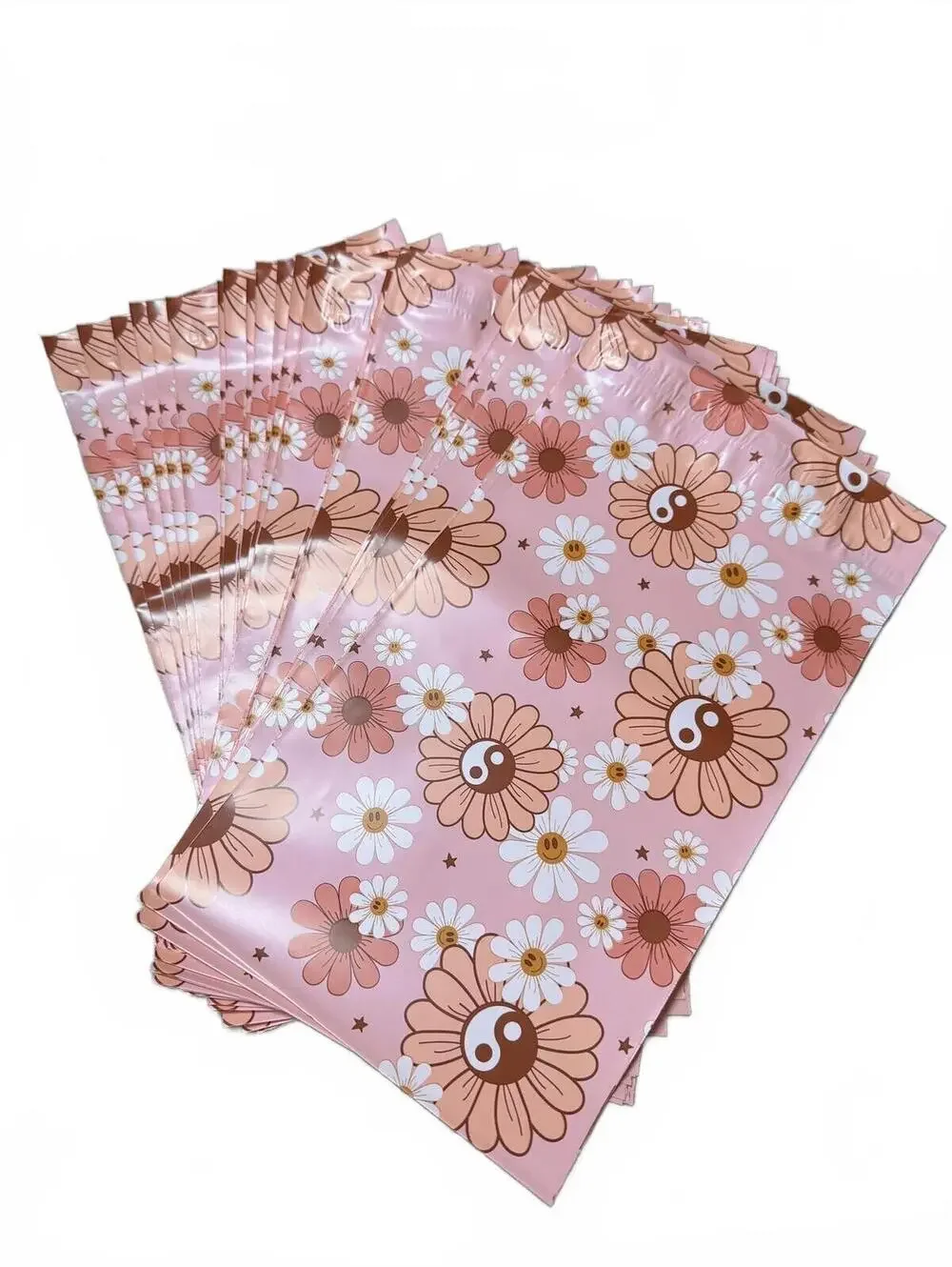 25 - 6 x 9 inches set of 25 Pink Floral Poly Mailers